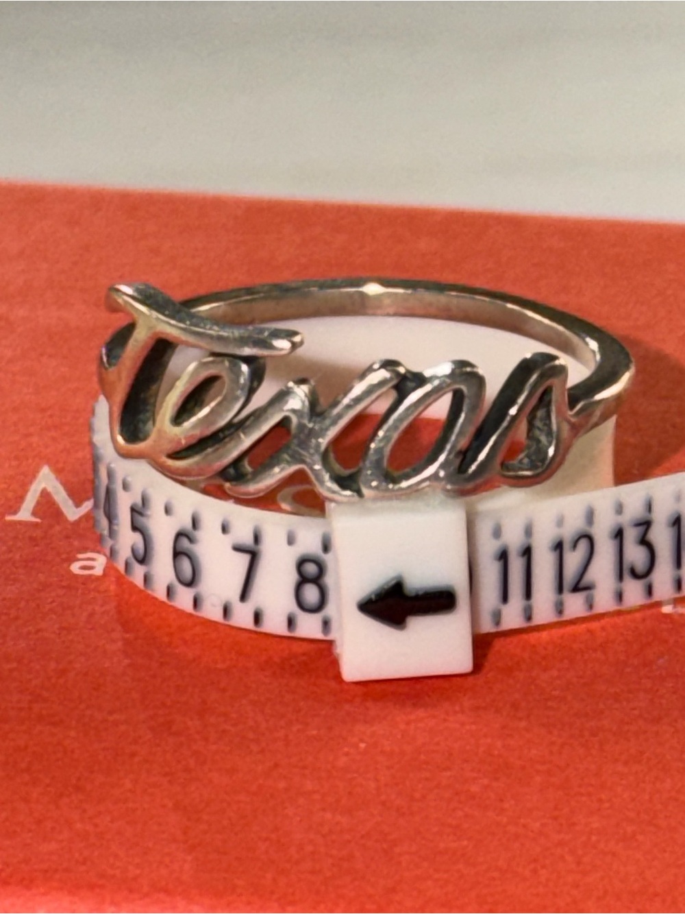 Authentic Retired James Avery Silver Texas Script Ring